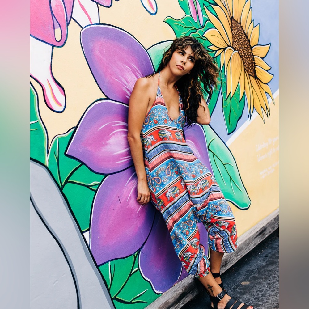 Buddha pants SAVANNAH FLAIR HAREM JUMPSUIT Coachella - Picture 4 of 12